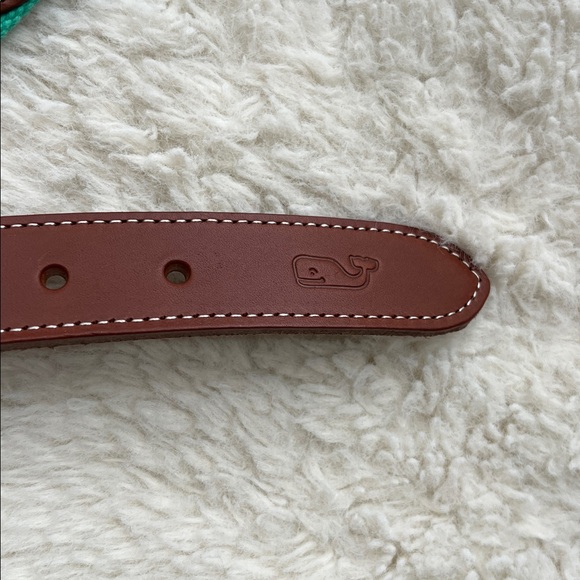 Vineyard Vines St. Pats Day canvas leather belt Camden Green Orange White Men 38 - Picture 4 of 10